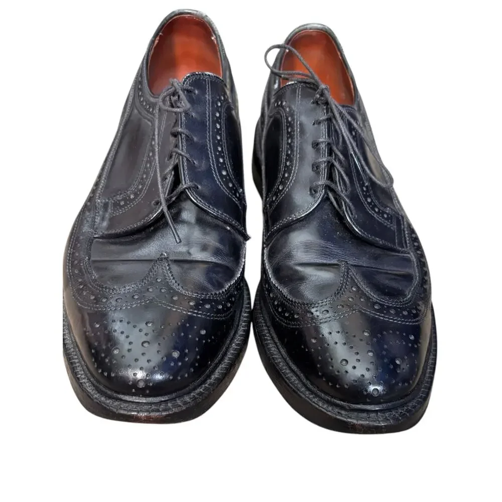 Vintage Allen Edmonds MacNeil Black Wingtip Oxfords Size 10.5 D USA Made Preppy‎